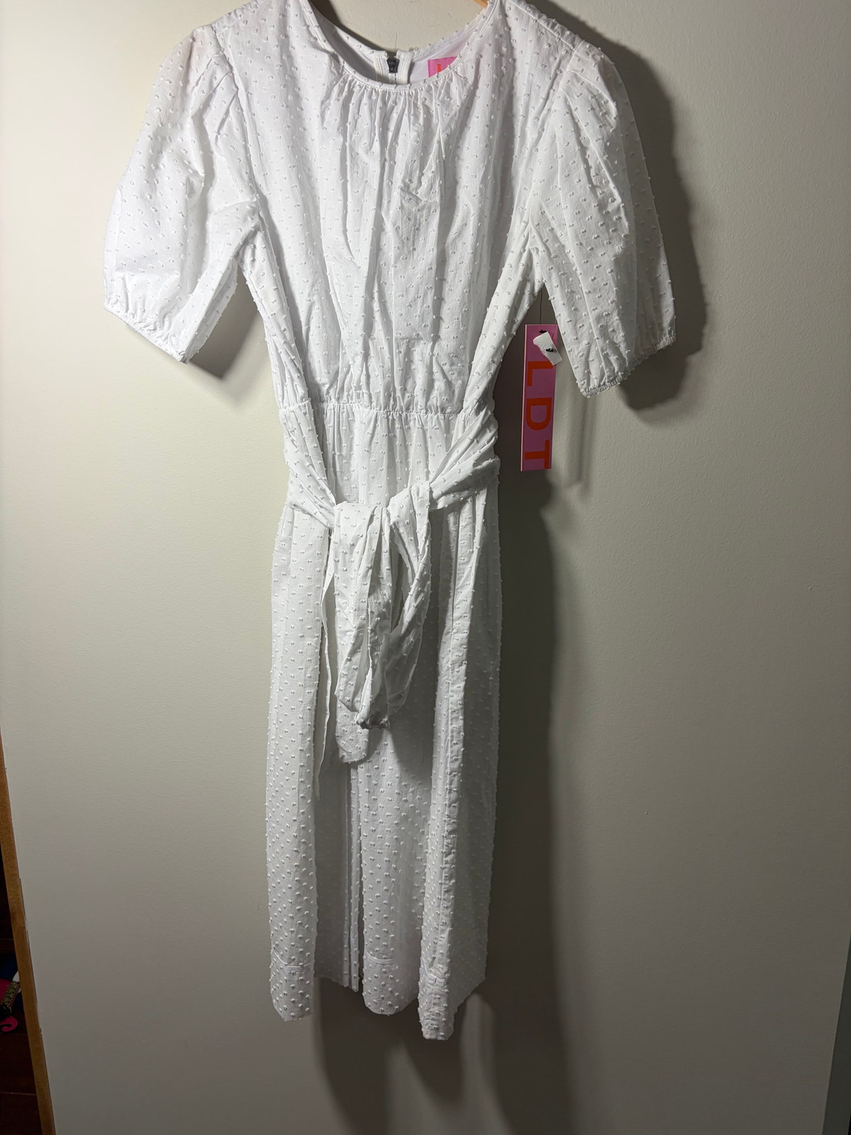 Ldt Connie Dotted Tie Front Blouson Dress Size 4